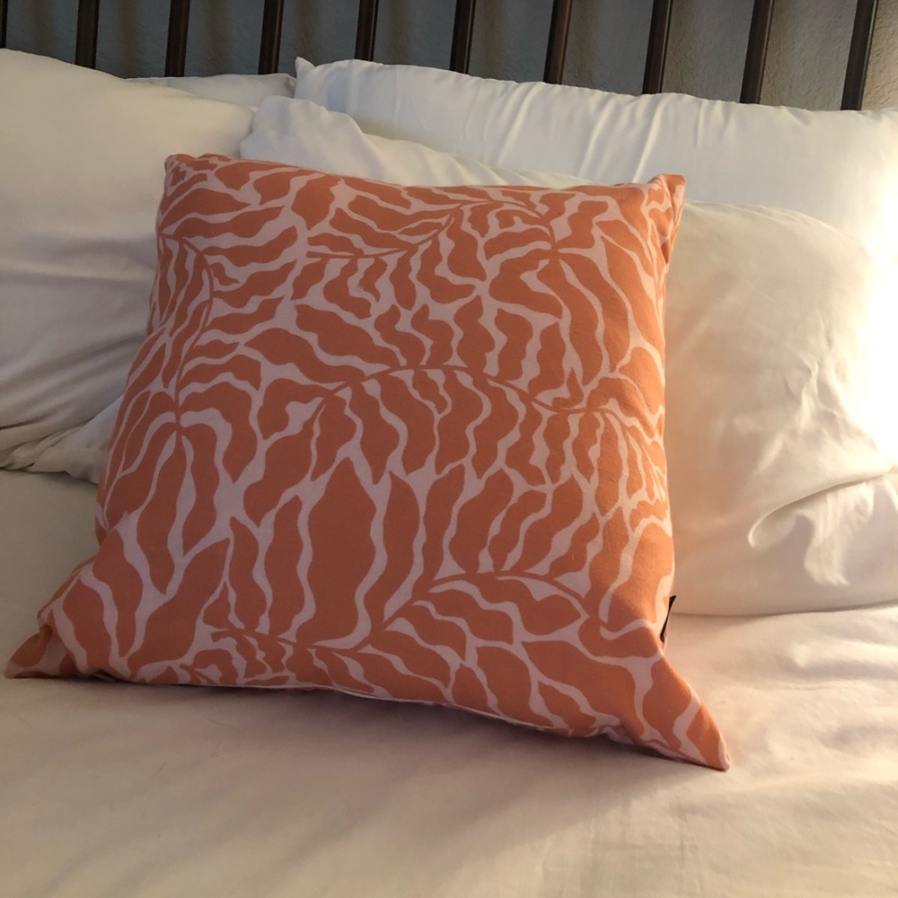 Coral leaves throw pillow - removable cover